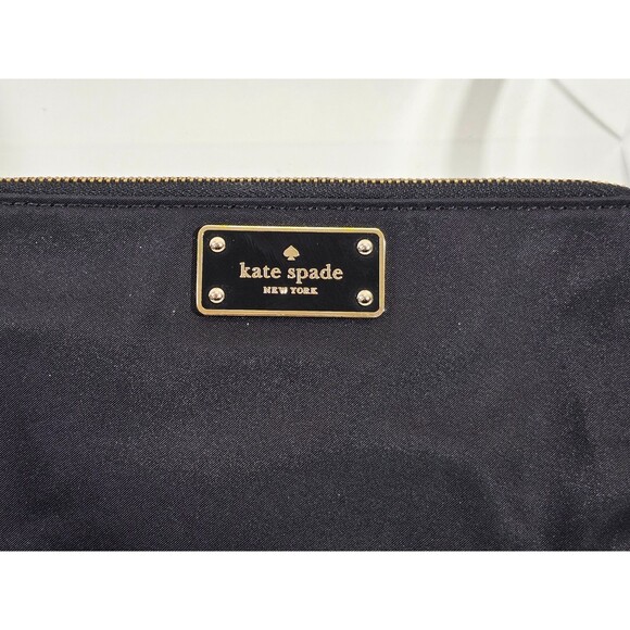 MW‎ Kate Spade Wilson Road Leoni Black Nylon Zip Top Small Clutch Wristlet Purse - Picture 2 of 7